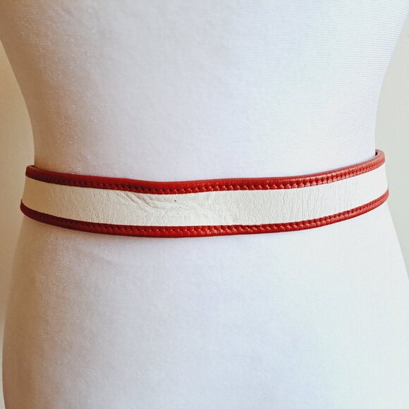 Dolce & Gabbana Red White Leather Synthetic Belt Size 75 main image 9